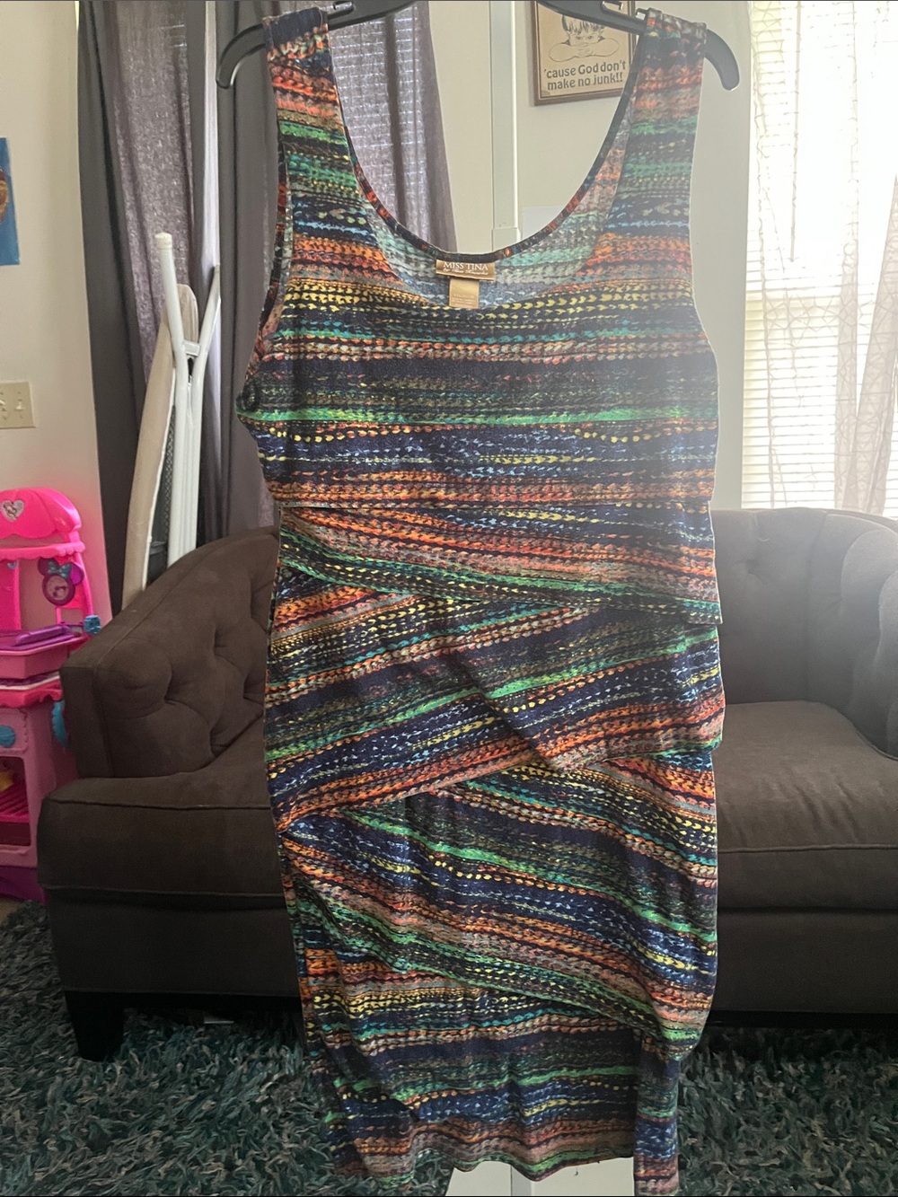 Miss Tina Sleeveless Multicolor Striped Bodycon Dress